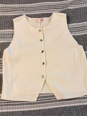 Hazel Moon Ivory Sleeveless Button Front Knit Top Women’s Medium
